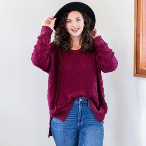 *NEW* Wine Hooded Popcorn Pullover